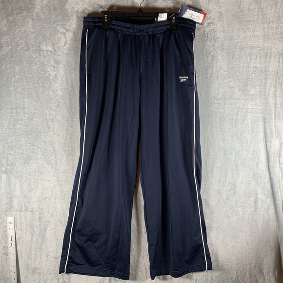 Reebok Pants - Reebok Women's Track Pants XL Navy Blue Rraining BV Tricot Pockets Wide‎ Leg